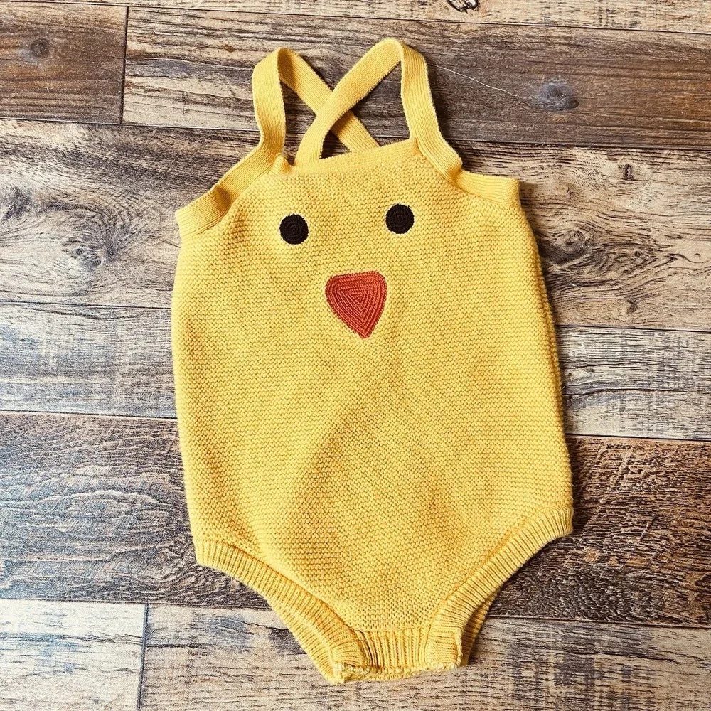 Hanna Andersson Knit Romper Unisex Baby 12-18m Chick Criss‎ Cross Spring